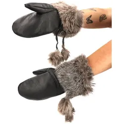 Schwarze Handschuhe Luka-Pelli Mit Echtem Fuchsfell, universal