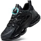 GUDECIUS Arbeitsschuhe Damen Sicherheitsschuhe Damen mit Stahlkappe Sommer Arbeit Schuhe Leicht Kevlar Sicherheit Schutzschuhe Atmungsaktiv rutschfeste Versicherung Schuhe Schwarz 38 EU - 38 EU