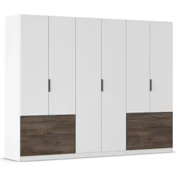 Kleiderschrank RAUCH "Koda", weiß (alpinweiß, atlantic oak dunkel), B:271cm H:210cm T:54cm, Holzwerkstoff, Schränke, mit symmetrisch angeordneten Schubladen MADE IN GERMANY