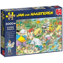 Jumbo Spiele Puzzle 19087 Jan van Haasteren Camping im Wald, 2000 Puzzleteile bunt