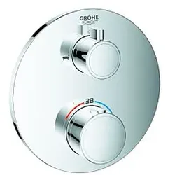 Grohe Grohtherm Fertigmontageset 24077000 chrom, UP-Wannen-Thermostat mit 2-Wege-Umstellung