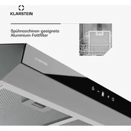Klarstein Dunstabzugshaube 60cm, Abluft-Dunstabzugshaube, Dunstabzug mit Filter Spülmaschinenfest, LEDs & Touch-Bedienfeld, Leise Abzugshaube mit 175 m3/h Abluftleistung SenseControl integrierte Touch-Steuerung Edelstahl Acrylglasfront