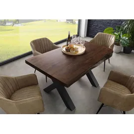 Massivmoebel24 Baumtisch 140 x 77 x 90 cm braun