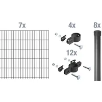 GAH Alberts Alberts Einstab-Gittermatten-Set Garden Typ 8/6/4 anthrazit 2000 x 1250 mm Zaunlänge: 14 m