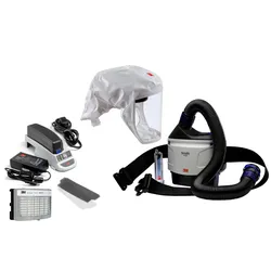 3M TR-315E+ Versaflo Starterpaket inkl. TR-302E, Zubehör und 3M Versaflo Einweg-Leichthaube S133S, mit integriertem Kopfhalterung, weiss, textiles Universalmaterial, Grösse S/M - Material: Web 24