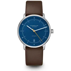 STERNGLAS - NAOS AUTOMATIK - blau - orange - Rindleder dunkelbraun / 38MM
