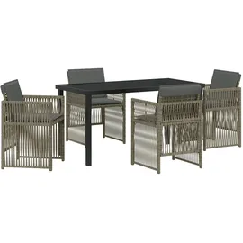 vidaXL Garten Essgruppe 5 pcs Grau Poly Rattan