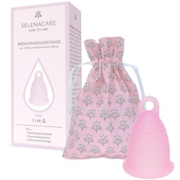 Selenacare Menstruationstasse Premium - waschbarer Periodencup aus medizinischem Silikon - mit Reinigungsbehälter und Aufbewahrungsbeutel aus Baumwolle, Rosa, Größe L (33ml)