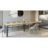 Endo-Moebel Kulissen-Esstisch "Simo 290" 130cm-290cm ausziehbar ausziehbar, elegant, stabil, 40cm Erweiterungsplatten, extra lang und groß, XXL braun