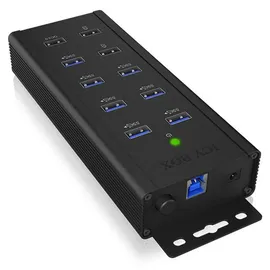 Icy Box IB-HUB1703-QC3 - USB 3.0 Hub - USB 3.2 Gen 1 mit 1x QC 3.0, 2x BC 1.2 Ladeanschlüsse, Aluminium-Gehäuse, mit 12 V/5 A Netzteil