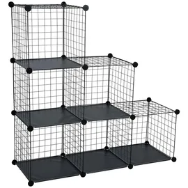 Estexo Stufenregal Regalsystem 6 Fächer Schwarz