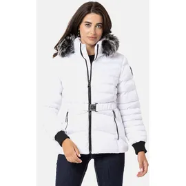 Cipo & Baxx Damen, Steppjacke Fell Kapuze, WM132 weiß, S - S