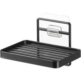 Yamazaki 4541 Tower Klebehaken-Seifenablage, schwarz, Stahl, minimalistisch, 12 x 8.5 x 7.8 cm