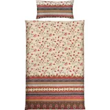 Erwin Müller Mako-Satin Bettwäsche in beige-rot | Gr.: 135 x 200 + 80 x 80 cm