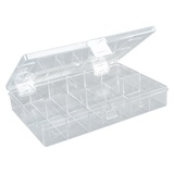 Hünersdorff Sortimentskasten: stabile Sortierbox (PS-Compact) mit fester Fachaufteilung (0 Fächer), Sortierkasten-Maße: T170 x B250 x H46 mm, Made in Germany, glasklar
