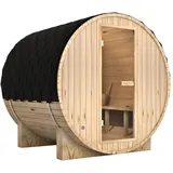 DELUKE® Fasssauna Outdoor mit Elektroofen PIET - für 4 Personen, inkl. Saunazubehör | Außensauna Gartensauna Saunafass | Selbstmontage
