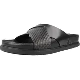 CLARKS Herren Torford Cross Schiebe-Sandalen, Black Leather, 42 EU