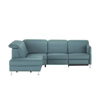 meinSofa Leder-Ecksofa  Leon , blau , Maße (cm): B: 259 H: 83 T: 236.0