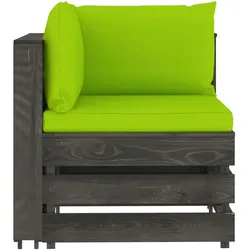 vidaXL Modulares Ecksofa mit Kissen Grau Imprägniertes Holz