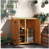 Outsunny Gerätehaus mit 2 Türen, Asphaltdach, BxT: 110x55 cm, (Gartenschrank, 1 St., Geräteschuppen aus Holz), für Garten, Terrasse, 110 x 55 x 117 cm, Gelb gelb