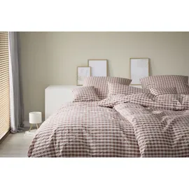 ELEGANTE Lilly Seersucker Kariert Rot 155 x 220 cm + 80 x 80 cm
