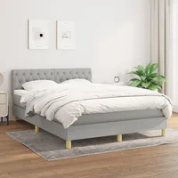 VidaXL Boxspringbett mit Matratze Hellgrau 140x200 cm Stoff