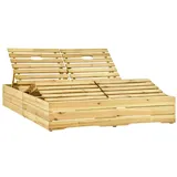 HETFTJN Outdoor Sessel Gartenliegen Gartenstuhl Saunaliege - Doppel-Sonnenliege mit Auflagen Kiefernholz Imprägniert für Camping Outdoor Garten Balkon