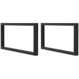 vidaXL Waschtisch-Halterungen 2 Stk. Schwarz Rechteckig Stahl Halterung, (1-tlg) schwarz 60 cm x 3 cm