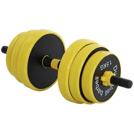 Homcom Hantelset 2-in-1 Langhantel 25 kg Gelb/Schwarz