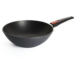 Wok WOLL "Diamond Lite Wok", grau (anthrazit), H:9cm Ø:30cm, Pfannen, abnehmbarer Griff, Induktion