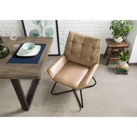 Massivmoebel24 Polsterstuhl Leder beige