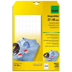 Sigel LP715, Weiß, Nicht klebendes Druckeretikett, Papier, Universal, Rechteck,