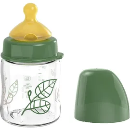 Nip – Weithalsflasche | Babyflasche mit Ventil für optimalen Lufteinstrom und zwei Naturkautschuk-Trinksauger. Stillfreundliche Babyflasche aus bruchfestem Glas | Gr. S, 120ml, Grün