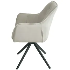 Mendler 6er-Set Esszimmerstuhl HWC-L80, Küchenstuhl Polsterstuhl Stuhl mit Armlehne, drehbar, Metall Stoff/Textil ~ creme-beige