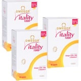 OMEGOR Vitality 1000 – Nahrungsergänzungsmittel mit 1000 mg Omega 3 – Vitamin E – Für Ihr Herz und Ihr Gehirn – 90% Omega-3-Konzentration – 5-Sterne-IFOS-zertifiziert – 90 Kapseln