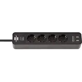 Brennenstuhl Ecolor mit USB-Ladefunktion, Schalter, 4-fach, 1.5m, schwarz (1153240006)