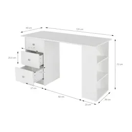ML-Design Schreibtisch Computertisch Bürotisch mit Schubladen Ablage Regal 120x49x72 cm