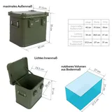 AluBox Premium 31 Liter - Materialstärke 1mm - Deckel mit Aluminium Druckguss Stapelecken und Gummidichtung - Nieten Silber - Alukiste abschließbar - Angelbox Campingkiste ...