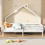 ProximaX Kinderbett 90x200 cm mit Schornstein und Lattenrost, Einzelbett mit Dachgestell aus Kiefernholz für Jungen & Mädchen, Kinderzimmerbett, ...