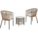Estexo Bistro Set Gartenmöbel Set Outdoor Rope Sitzgruppe Beige
