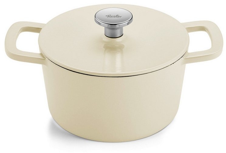 Preisvergleich Produktbild Fissler Bräter Moments Collection, Eisenguss, Deckel mit Fissler AromaStar Kondensatfunktion weiß 2,6 l | Ø 19 cm x 20,5 cm x 29,5 cm x 15 cm