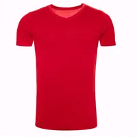 Kaipara - Merino Sportswear Funktionsshirt Merino Shirt Herren Kurzarm Slimfit V-Neck 200 (1-tlg) aus reiner Merinowolle Made in Germany rot L