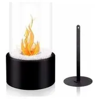 Tischkamin Mit Bioethanol-technologie, 16,5 X 16,5 X 27,5 Cm – Paneele Aus Gehärtetem Glas – Stabiler Stahlsockel – Für Den Innen- Und Außenbereich Geeignet