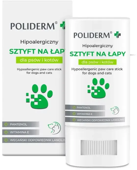 POLIDERM® PFOTENSTIFT – hypoallergener Pfotenstift für Hunde und Katzen, 14,5g
