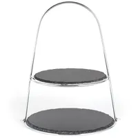 Echtwerk Etagere, mit 2 Ebenen Naturschiefer und Bügelgriff, Schieferplatten 25/ 30cm