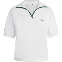 adidas Seasonal Essentials Colorpop Poloshirt Damen Polo with Embroidered Graphic, white/collegiate green XL