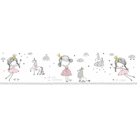 A.S. Création Bordüre selbstklebend 5 m x 15 cm Rosa/Grau/Weiß