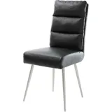 DELIFE Polsterstuhl Pela-Flex, 4-Fuß konisch Edelstahl Echt-Leder Schwarz Taschenfederkern schwarz 46 cm x 103 cm x 62 cm