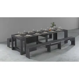 Home Affaire Sitzgruppe HOME AFFAIRE "Praktika", grau (zement), B:290cm H:45cm T:25cm, Sitzmöbel-Sets, Essbank, Je Bank ausziehbar bis 290 cm