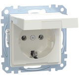 Merten SCHUKO-Steckdose pws/gl Klappdeckel, Steckklemmen, System M